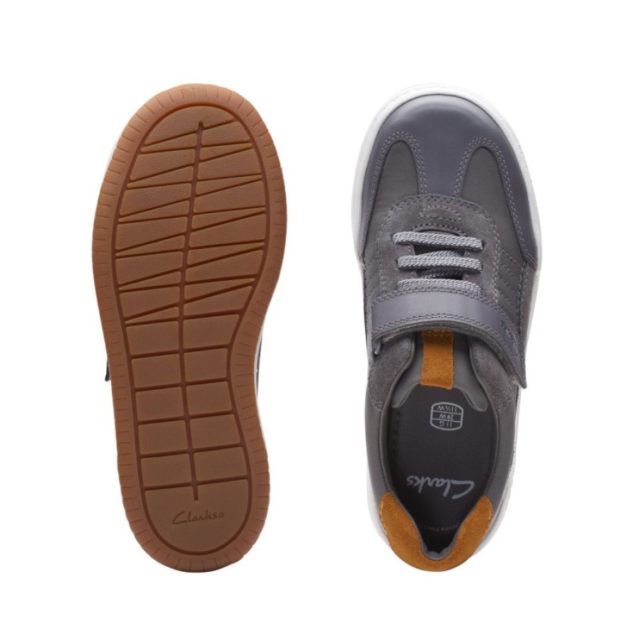 Children'S Clarks Boys Shoes | Fawn Family Kids Shoes - Grey Leather