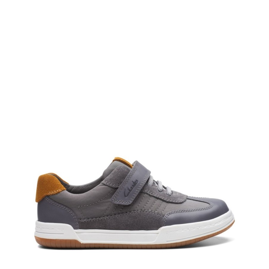 Children'S Clarks Boys Shoes | Fawn Family Kids Shoes - Grey Leather