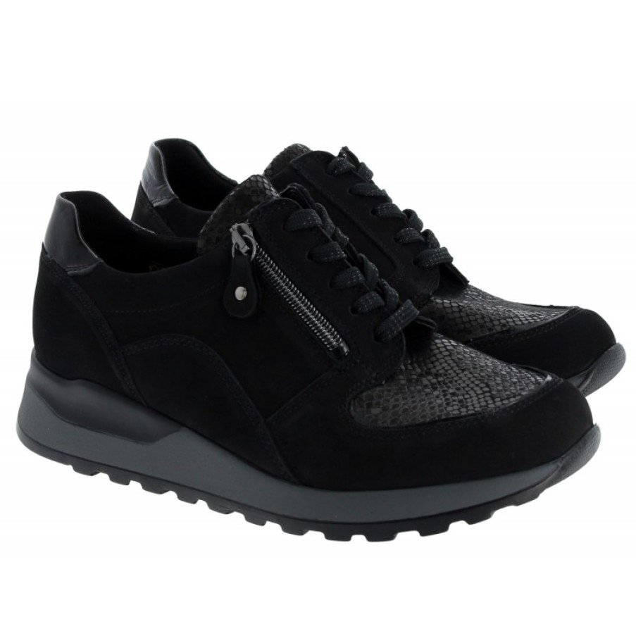 Women'S Waldlaufer | Hiroko H64007 Trainers - Black Leather