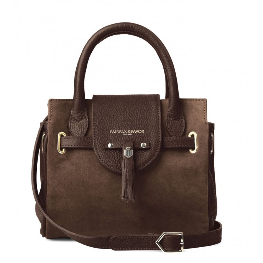 Women'S Fairfax and Favor | Fairfax & Favor Mini Windsor Handbag - Chocolate Suede