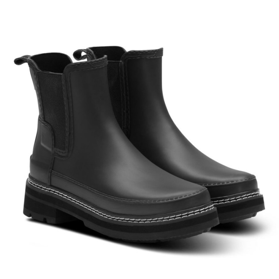 Women'S Hunter | Refined Stitch Detail Chelsea Wfs2100Rma Wellingtons - Black